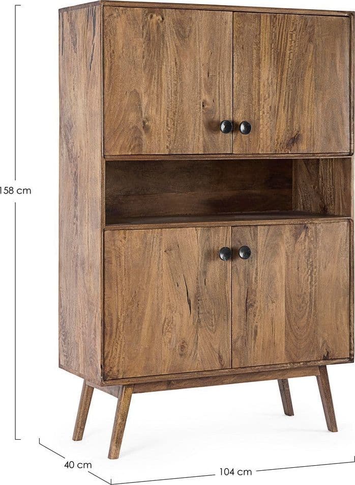 Credenza "Sylvester" con struttura e gambe in legno di mango, mobile in stile vintage in Credenze Decor Space - Altamura, commercioVirtuoso.it