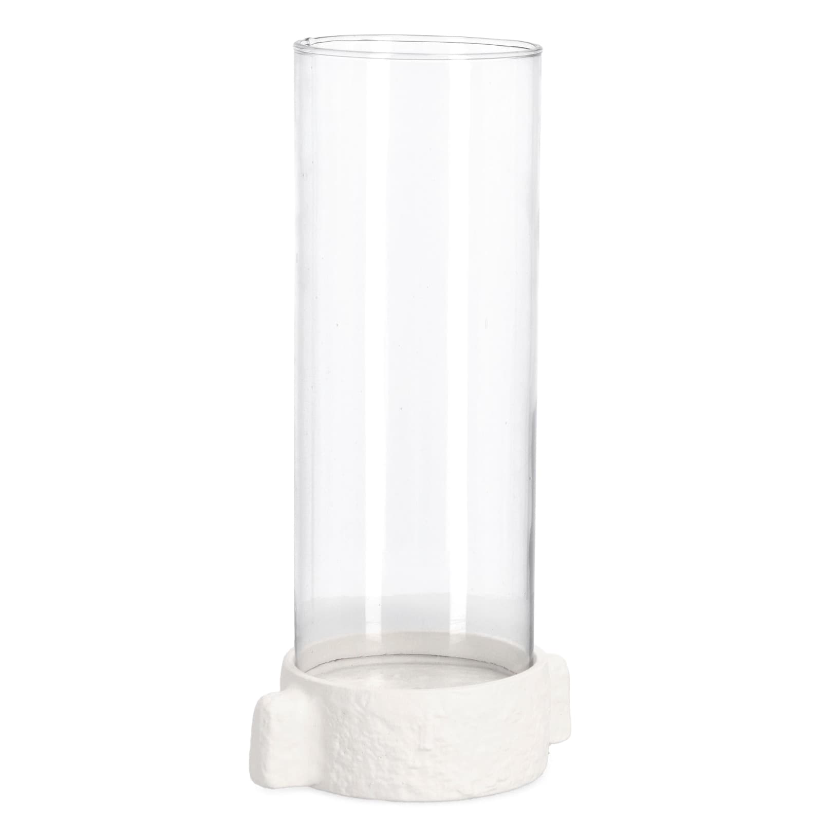 Porta candela hisar bianco h 31cm fatto con materiale in alluminio e vetro fatto a mano e con eventuali variazioni di colore, - 2