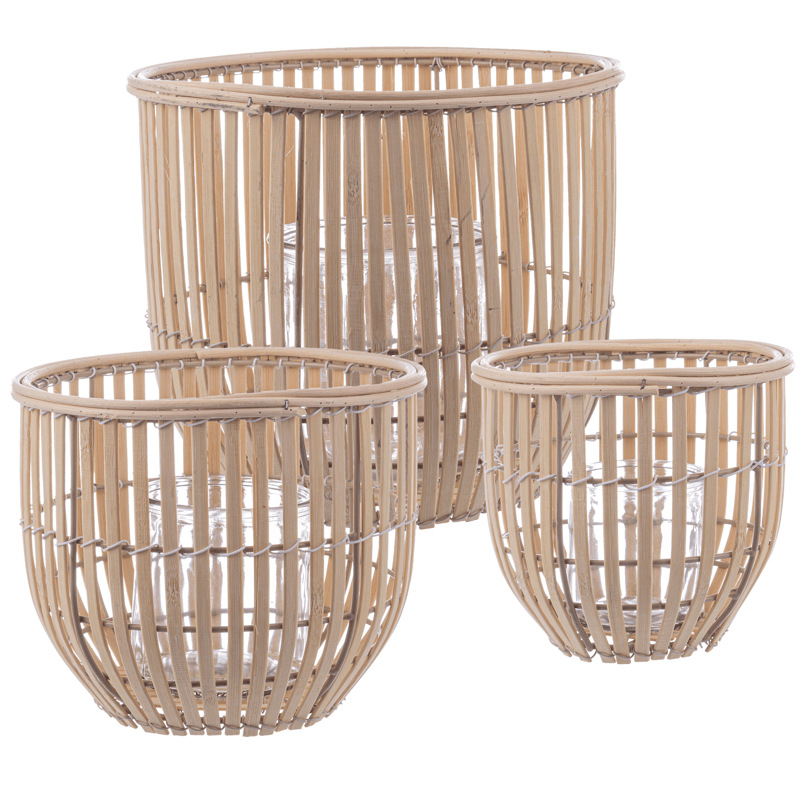 set 3 Porta candela  kenzie to verde fatto con materiale in Legno di bamboo in Portalumini Decor Space - Altamura, commercioVirtuoso.it