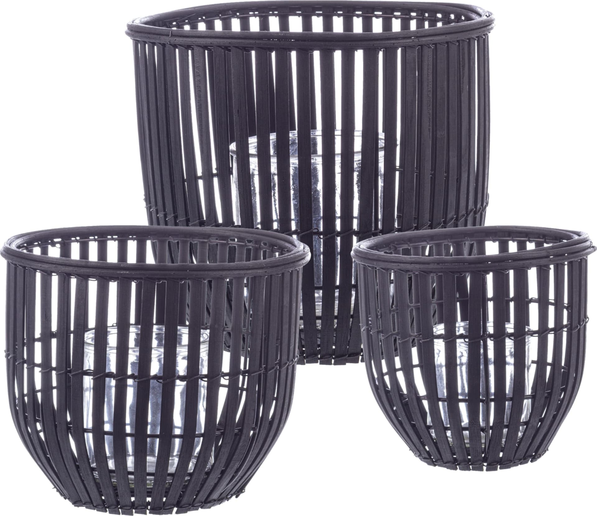 set 3 Porta candela  kenzie to verde fatto con materiale in Legno di bamboo in Portalumini Decor Space - Altamura, commercioVirtuoso.it