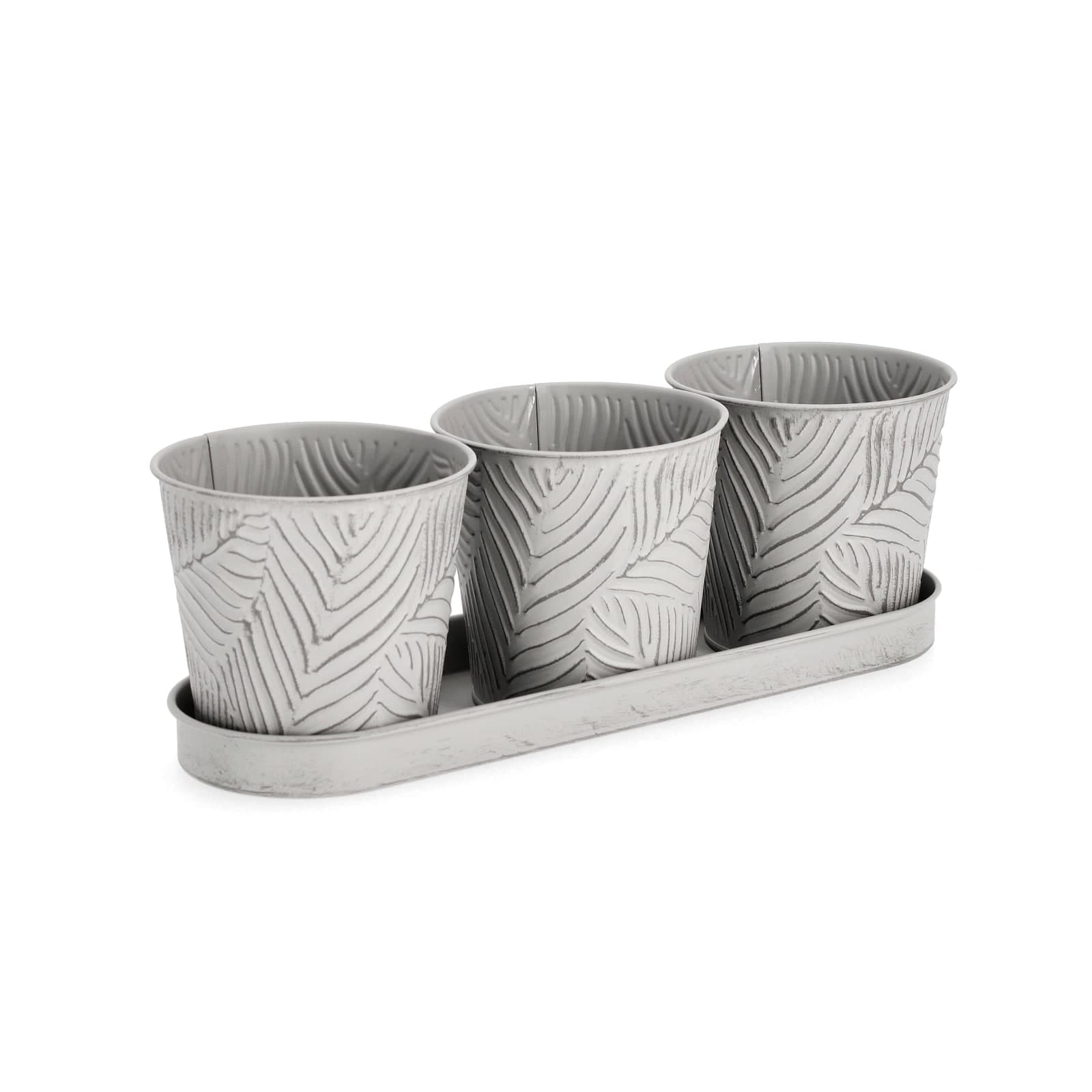 Set3 vaso benji in metallo galvanizzato vassoio 33 x 11 x h 10,6 cm in Vasi tradizionali Decor Space - Altamura, commercioVirtuoso.it