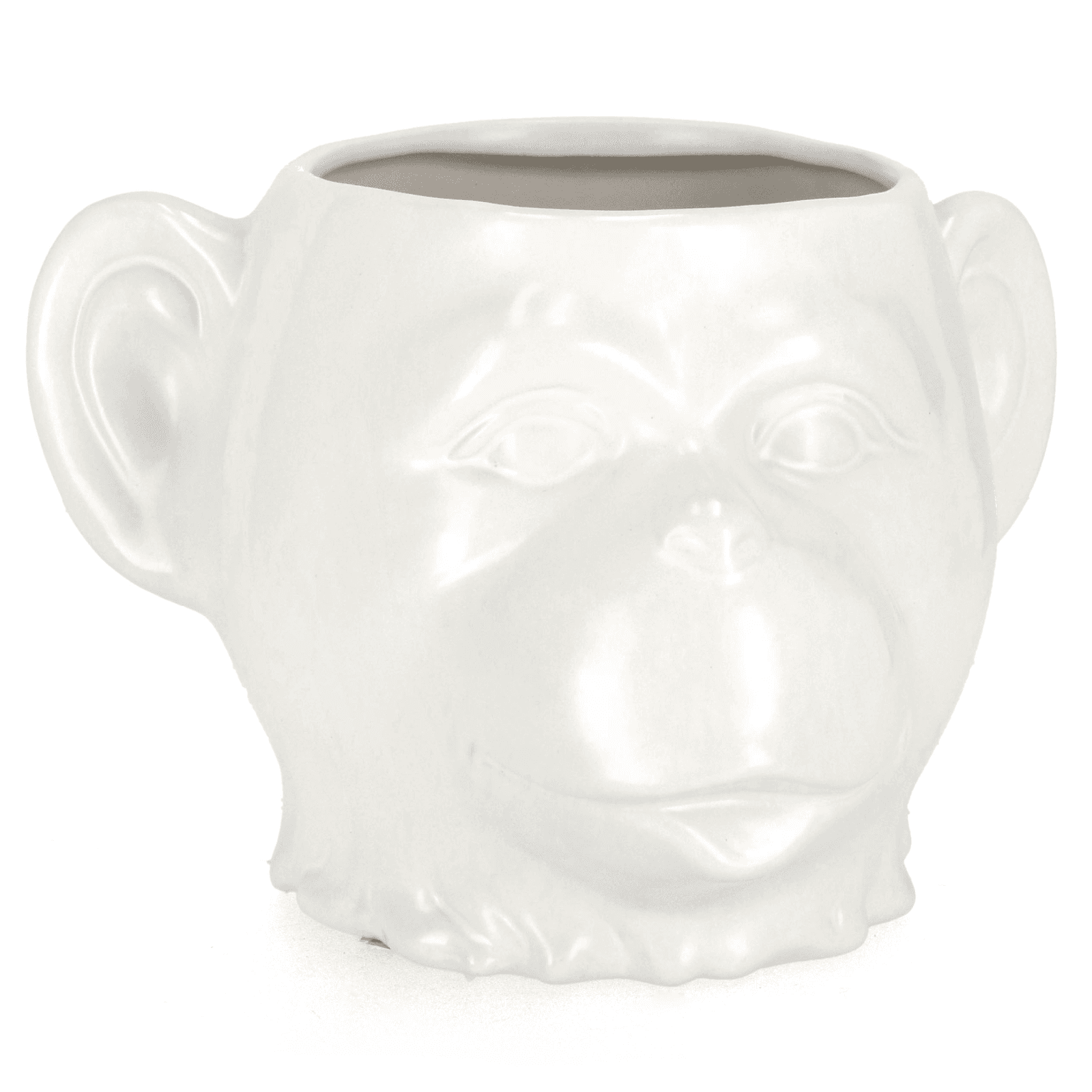 Vaso jaiden scimmia  di colore bianco e marrone, dolomiti per uso interno ed esterno 25 x 23,3 x h 16,5cm in Vasi tradizionali Decor Space - Altamura, commercioVirtuoso.it