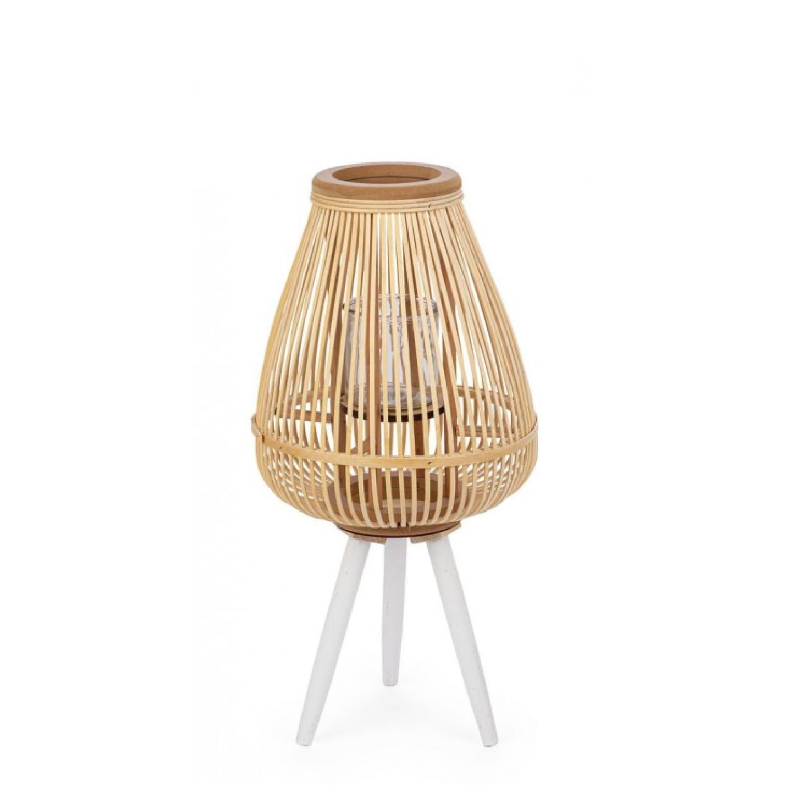 Lanterna tre piedi Ninette legno di bamboo e vetro da esterno in Lanterne Decor Space - Altamura, commercioVirtuoso.it