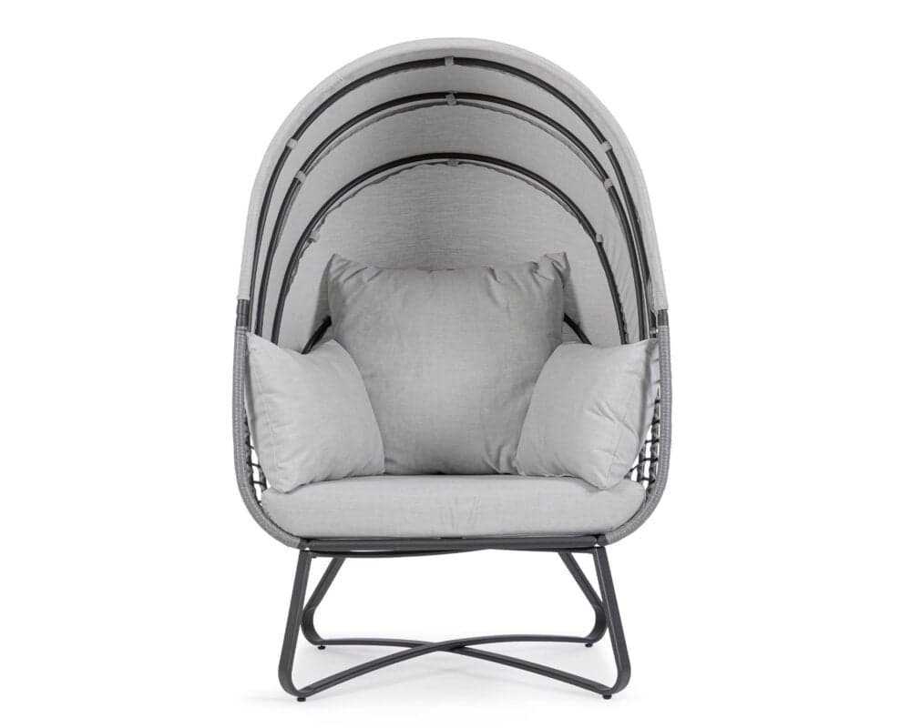 Poltrona con cuscino eldon in legno e poliestere per giardino e veranda in Dondoli coperti Decor Space - Altamura, commercioVirtuoso.it