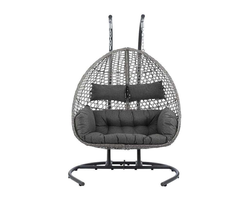 Poltrona matrimoniale a dondolo sospesa per giardino e veranda in rattan con cuscino in Dondoli coperti Decor Space - Altamura, commercioVirtuoso.it