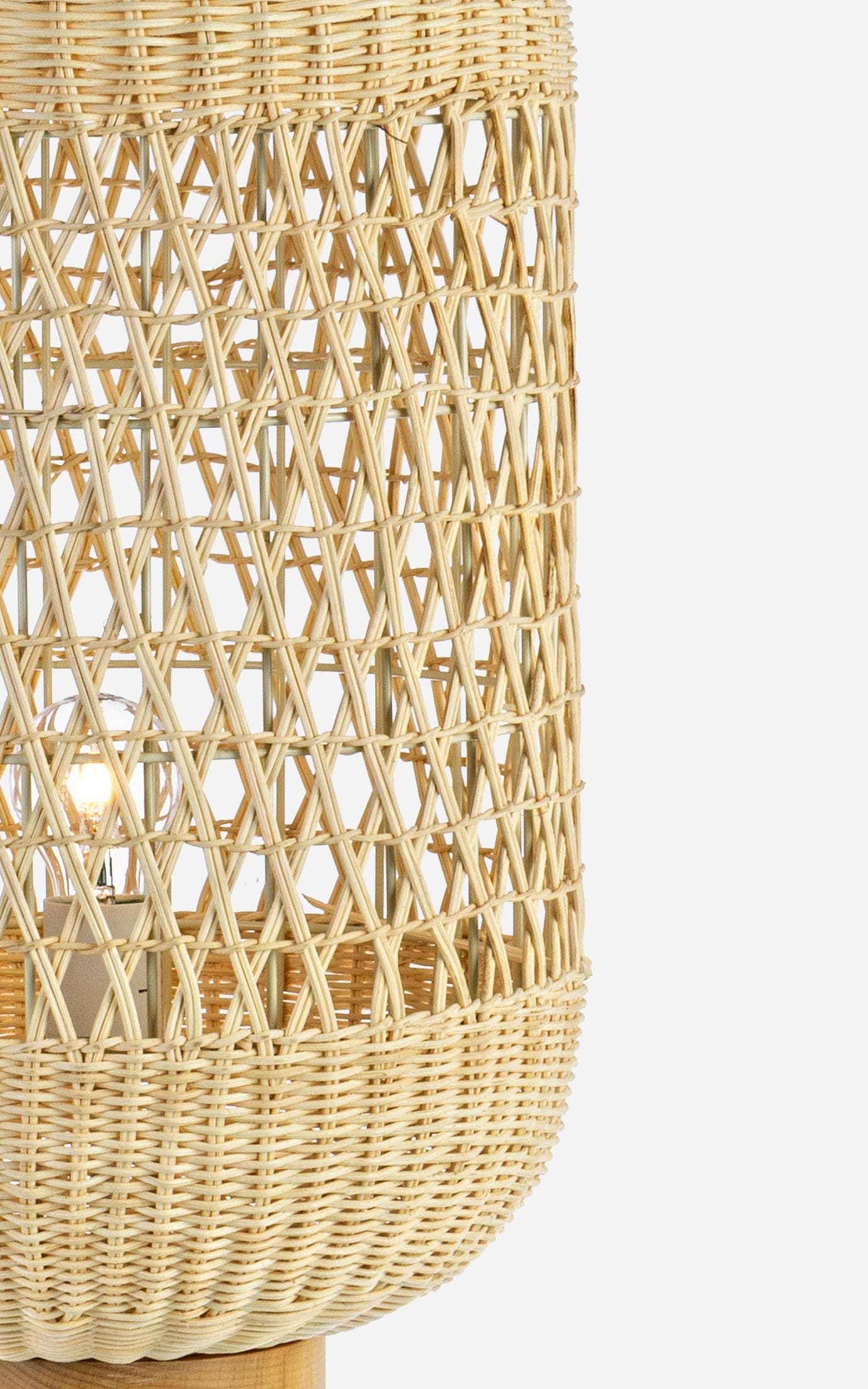 Lampada da tavolo "Jazar" in acciaio, rattan e legno di faggio D 31 cm in Lampade da tavolo e abat-jour Decor Space - Altamura, commercioVirtuoso.it