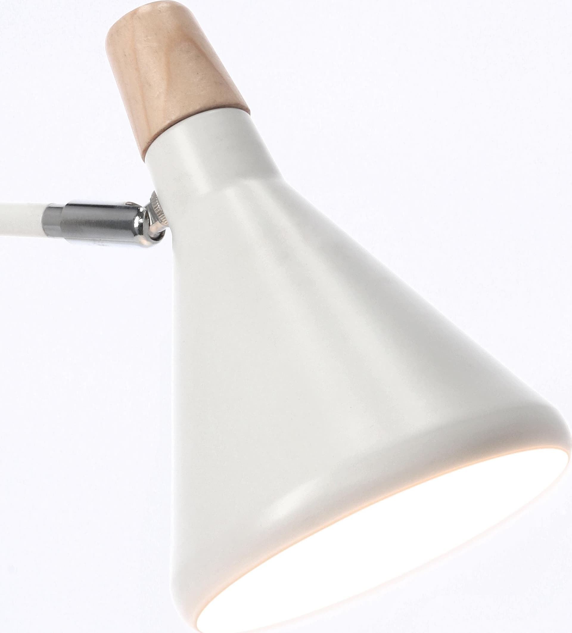 Lampada tavolo brill  bianco in acciaio verniciato a polvere di legno di pino h 46 cm in Lampade a sospensione Decor Space - Altamura, commercioVirtuoso.it