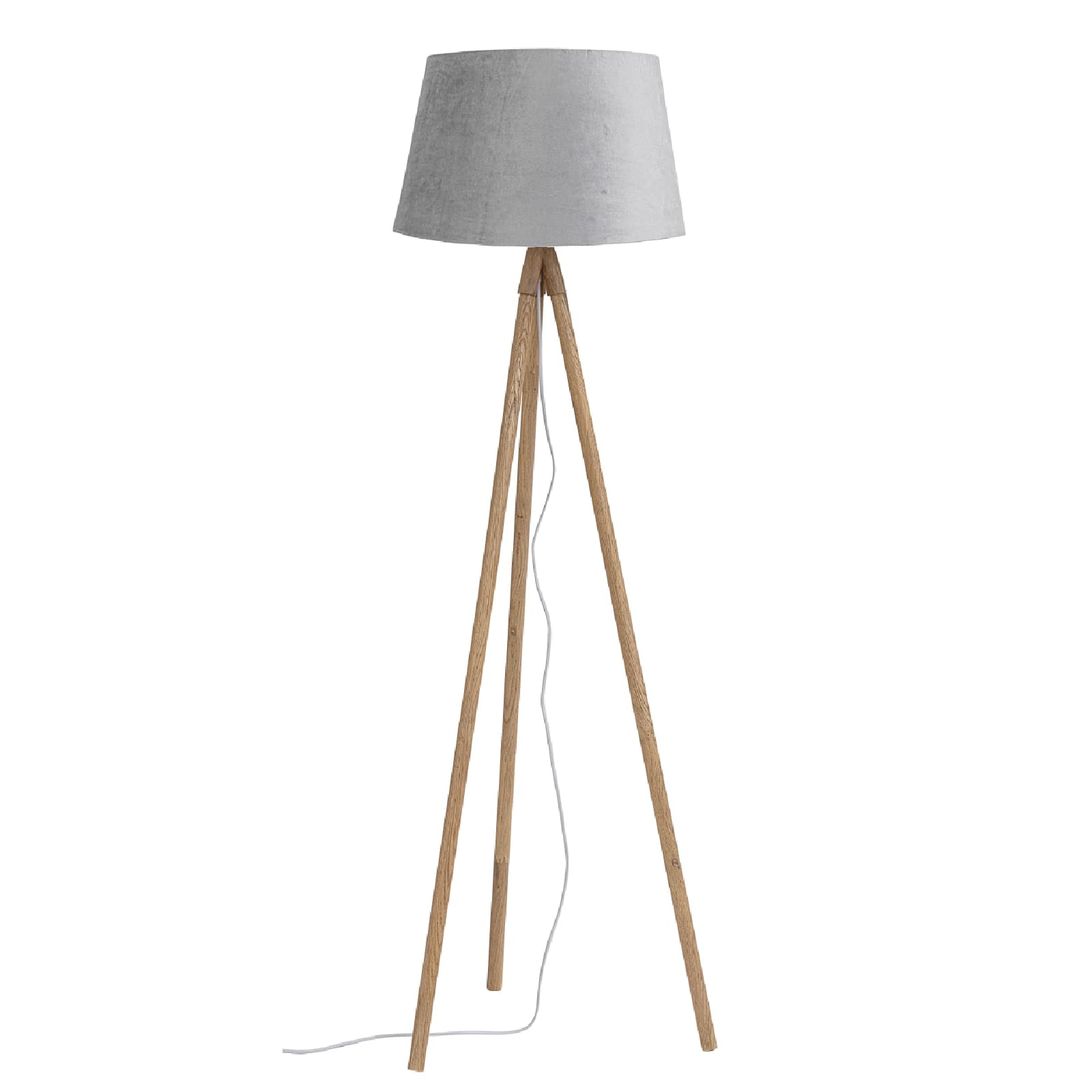 Piantana wallas treppiede in legno di quercia paralume di terital effetto velluto h 152 cm in Lampade da terra Decor Space - Altamura, commercioVirtuoso.it