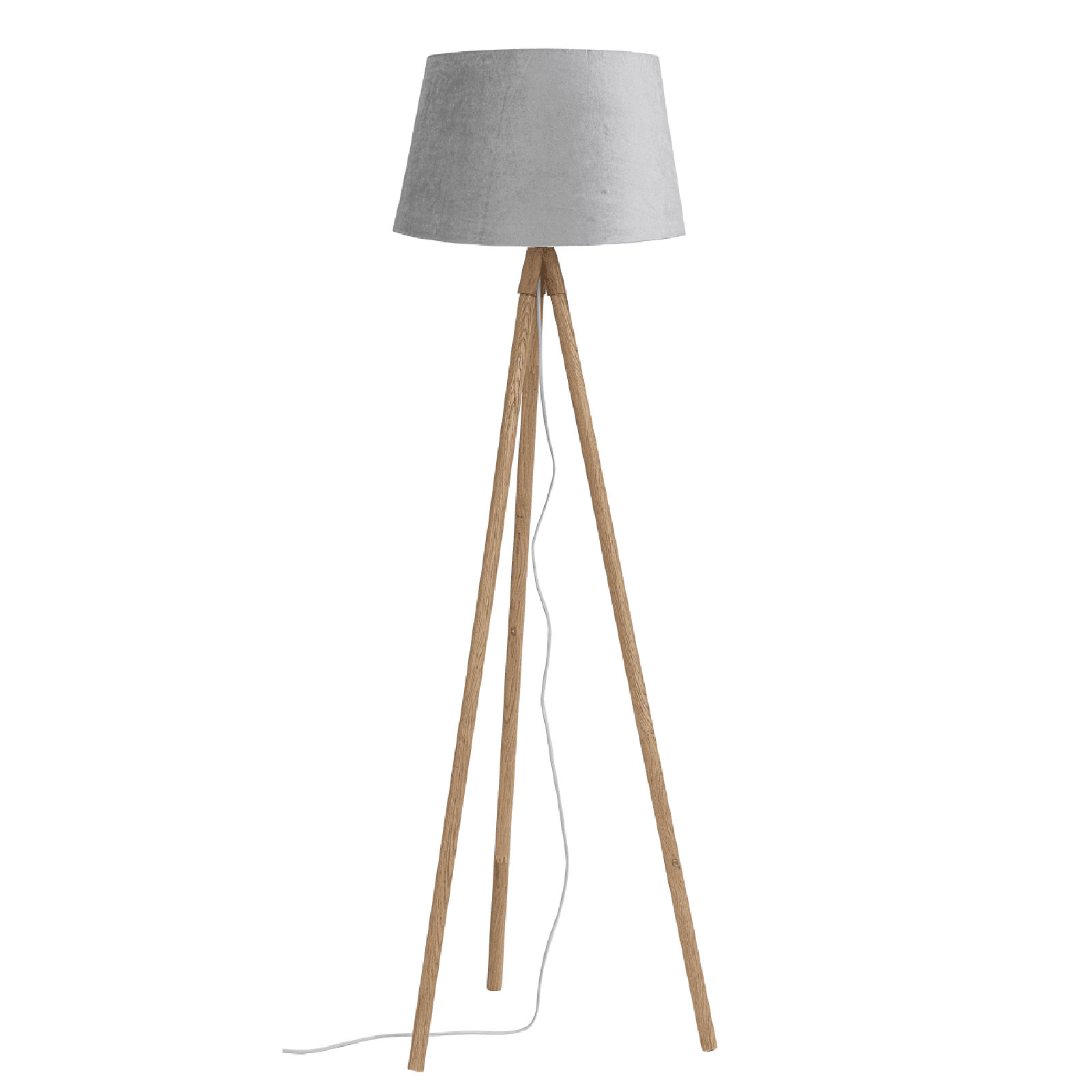 Piantana wallas treppiede in legno di quercia paralume di terital effetto velluto h 152 cm in Lampade da terra Decor Space - Altamura, commercioVirtuoso.it