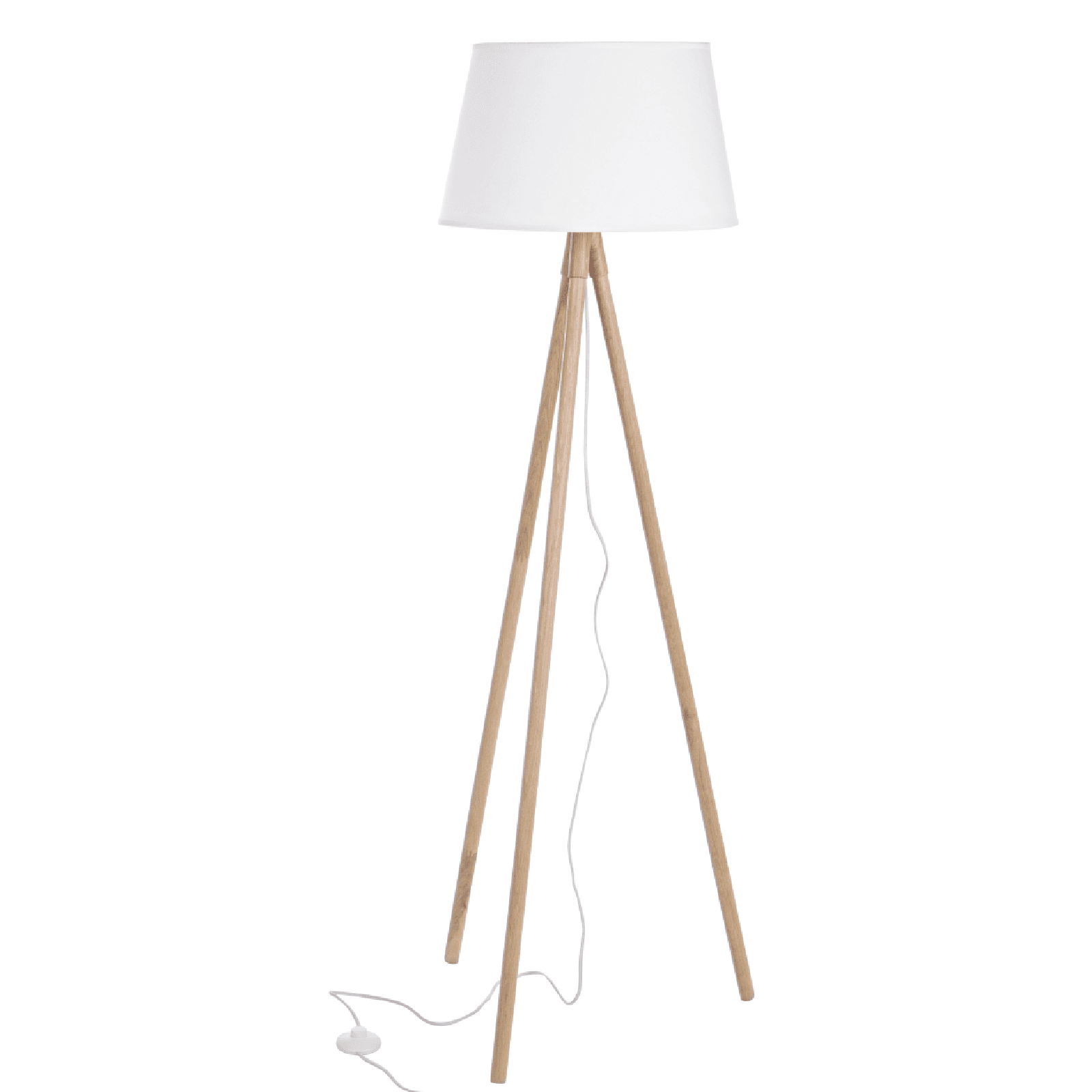 Piantana wallas treppiede in legno di quercia paralume di terital effetto velluto h 152 cm in Lampade da terra Decor Space - Altamura, commercioVirtuoso.it