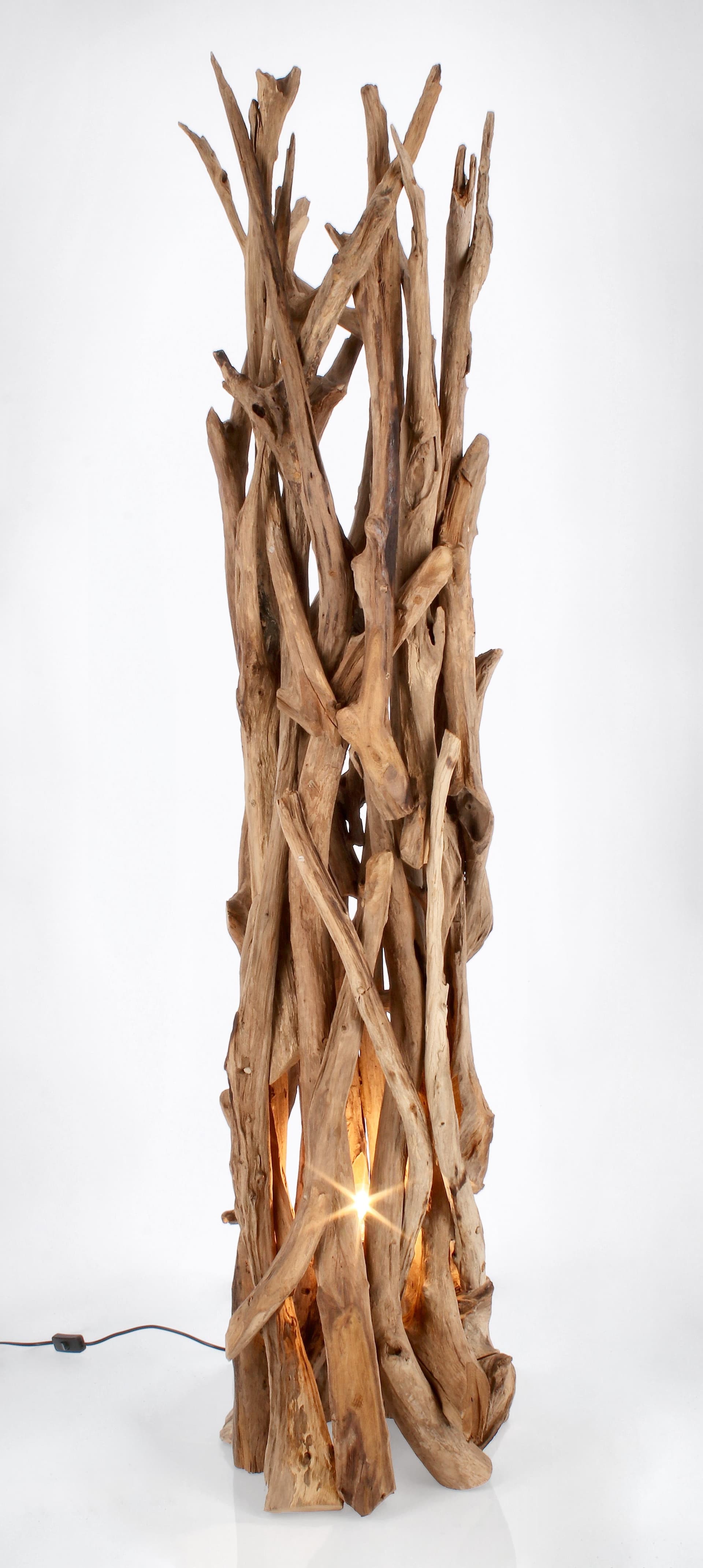 Piantana "Ace"  in legno di teak riciclato finitura Naturale h 180 cm in Lampade da terra Decor Space - Altamura, commercioVirtuoso.it