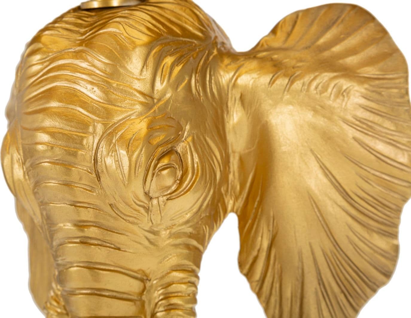 Lampada da tavolo "Elefante" struttura in metallo e poliresina color oro e tessuto per interni in Lampade da tavolo e abat-jour Decor Space - Altamura, commercioVirtuoso.it