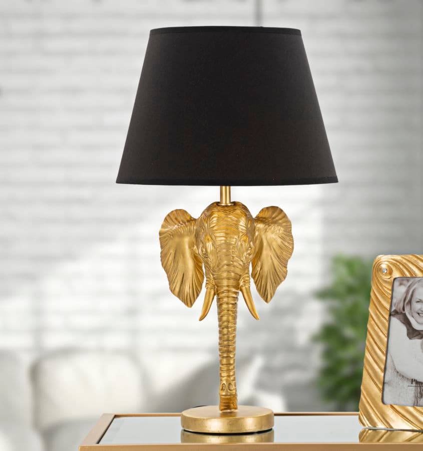 Lampada da tavolo "Elefante" struttura in metallo e poliresina color oro e tessuto per interni - 5