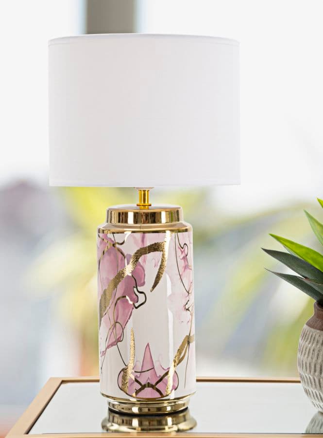 Lampada da tavolo struttura in ceramica, metallo e poliestere per interni in Lampade da tavolo e abat-jour Decor Space - Altamura, commercioVirtuoso.it
