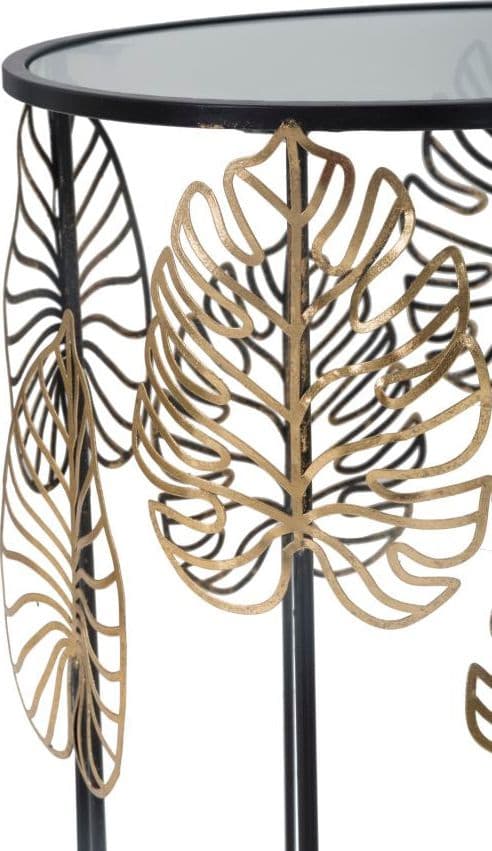 Tavolinetti coppia in metallo con foglie ripiano in vetro per interni set da 2 in Console e tavoli da divano Decor Space - Altamura, commercioVirtuoso.it