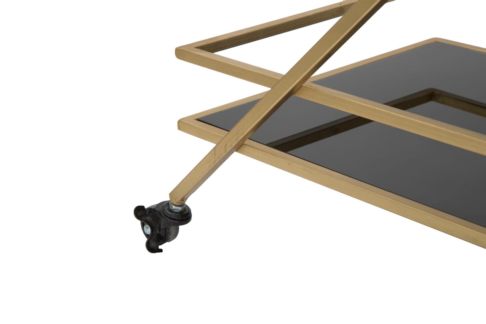 Carrello "Piramid" 2 ripiani struttura in ferro color oro con ruote per interni in Unità di mensole Decor Space - Altamura, commercioVirtuoso.it