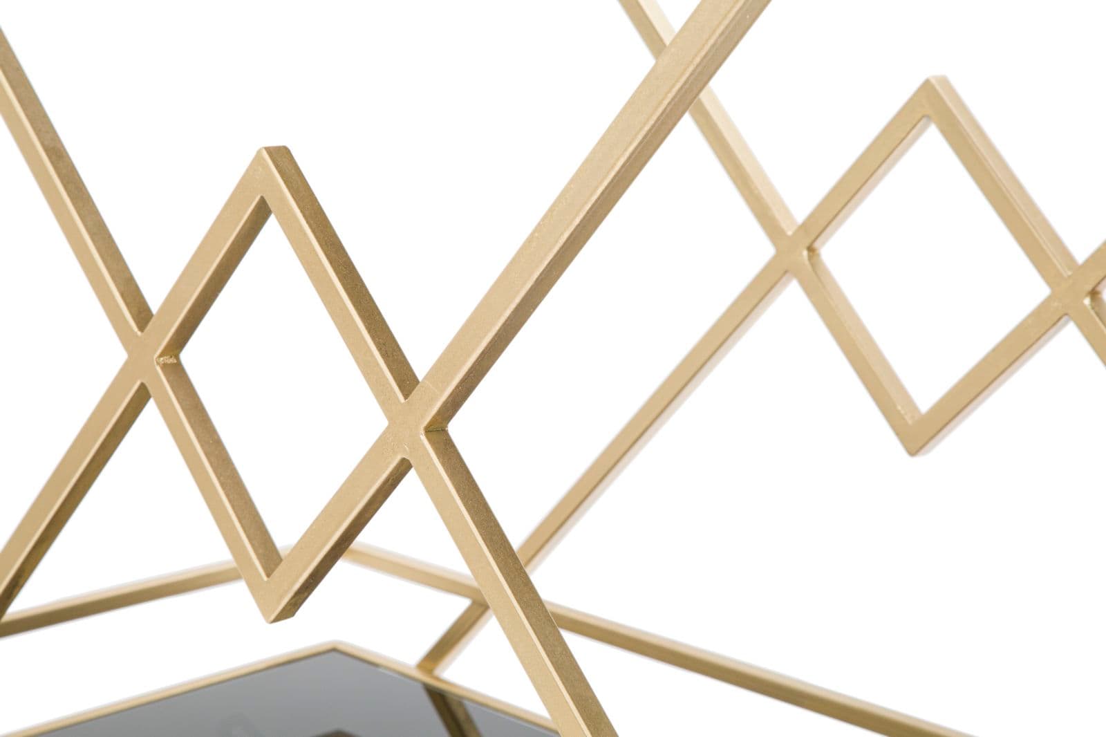 Carrello "Piramid" 2 ripiani struttura in ferro color oro con ruote per interni in Unità di mensole Decor Space - Altamura, commercioVirtuoso.it