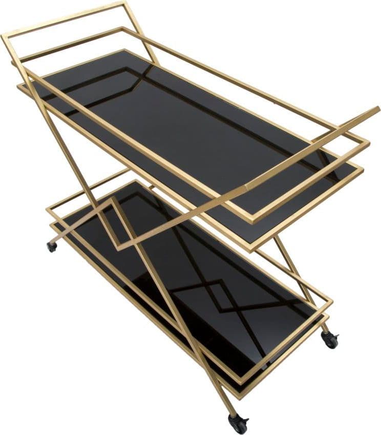 Carrello "Piramid" 2 ripiani struttura in ferro color oro con ruote per interni in Unità di mensole Decor Space - Altamura, commercioVirtuoso.it