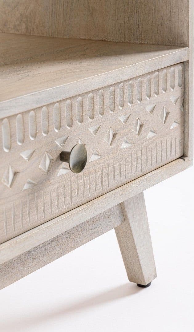 Comodino "Indira" per camera, Struttura In Legno Di Mango, Schienale E Fondo Cassetti In Mdf in Comodini Decor Space - Altamura, commercioVirtuoso.it