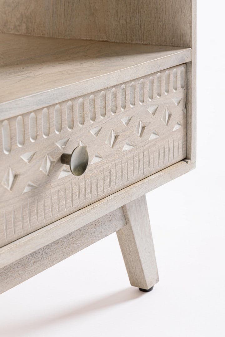 Comodino "Indira" per camera, Struttura In Legno Di Mango, Schienale E Fondo Cassetti In Mdf in Comodini Decor Space - Altamura, commercioVirtuoso.it
