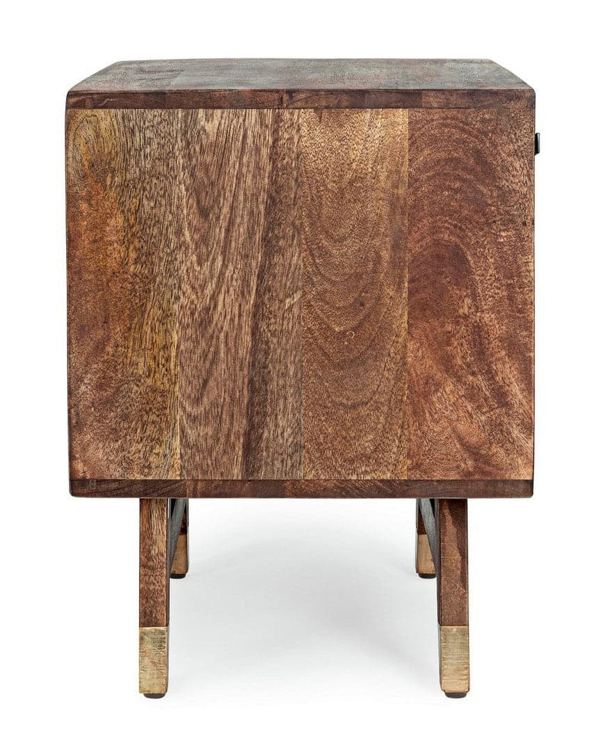 Comodino "Dhaval" per camera, Struttura In Legno Di Mango, Schienale In Mdf in Comodini Decor Space - Altamura, commercioVirtuoso.it