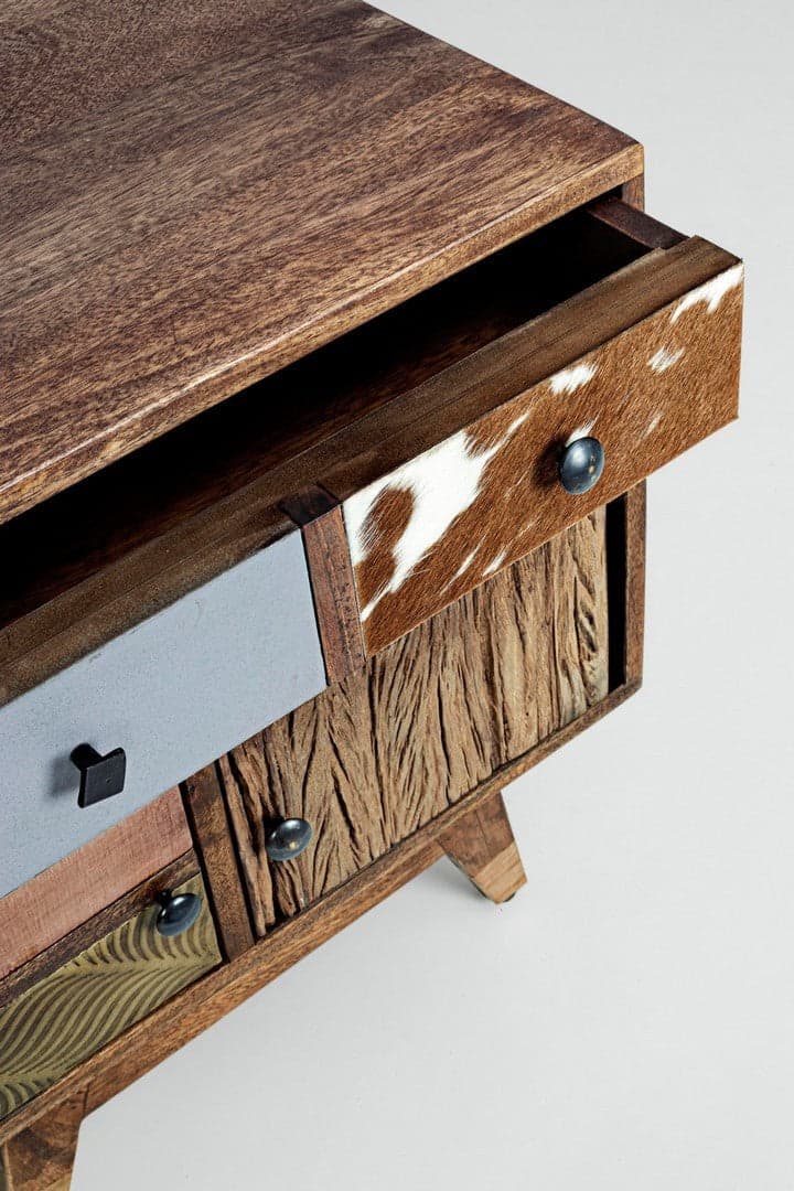 Comodino "Dhaval" per camera, Struttura In Legno Di Mango, Schienale In Mdf in Comodini Decor Space - Altamura, commercioVirtuoso.it