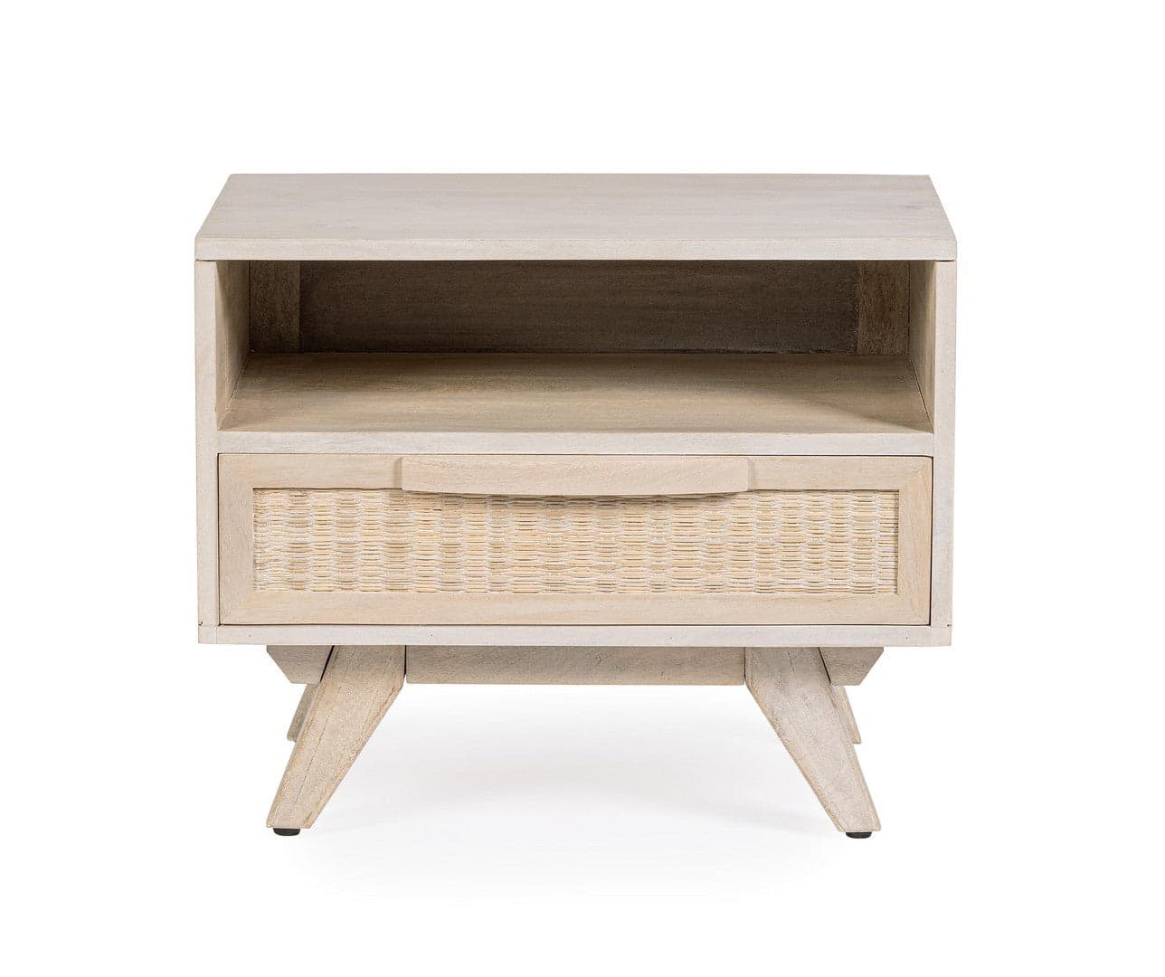 Comodino "Sahana" per camera, Struttura In Legno Di Mango, Schienale E Fondo Cassetto In Mdf in Comodini Decor Space - Altamura, commercioVirtuoso.it