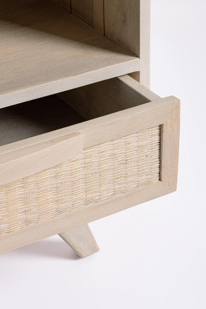 Comodino "Sahana" per camera, Struttura In Legno Di Mango, Schienale E Fondo Cassetto In Mdf in Comodini Decor Space - Altamura, commercioVirtuoso.it