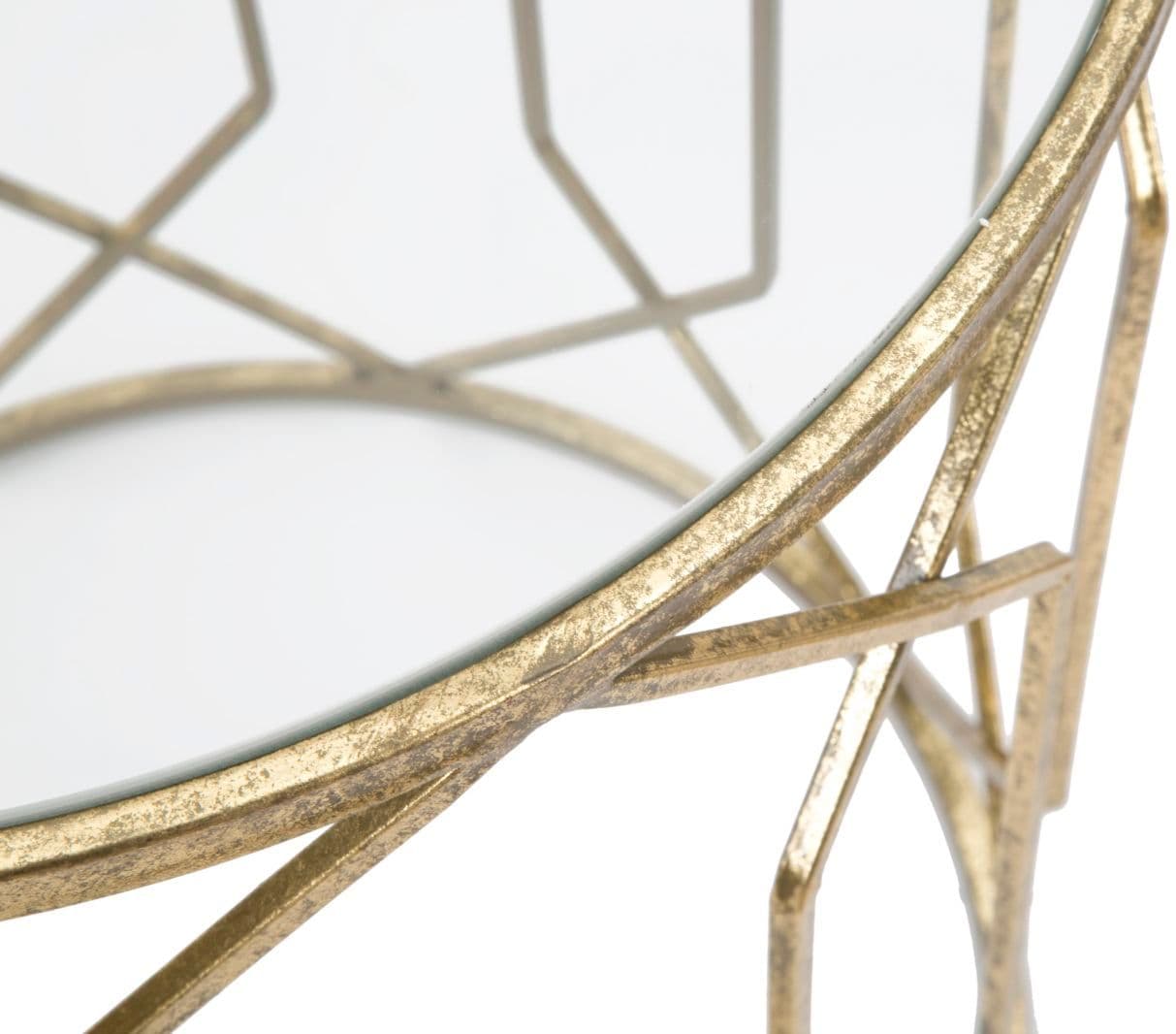 Tavolinetti "Tunisi" rotondi struttura in ferro color oro per interni set da 2 in Console e tavoli da divano Decor Space - Altamura, commercioVirtuoso.it
