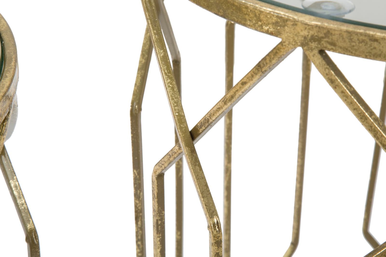 Tavolinetti "Tunisi" rotondi struttura in ferro color oro per interni set da 2 in Console e tavoli da divano Decor Space - Altamura, commercioVirtuoso.it