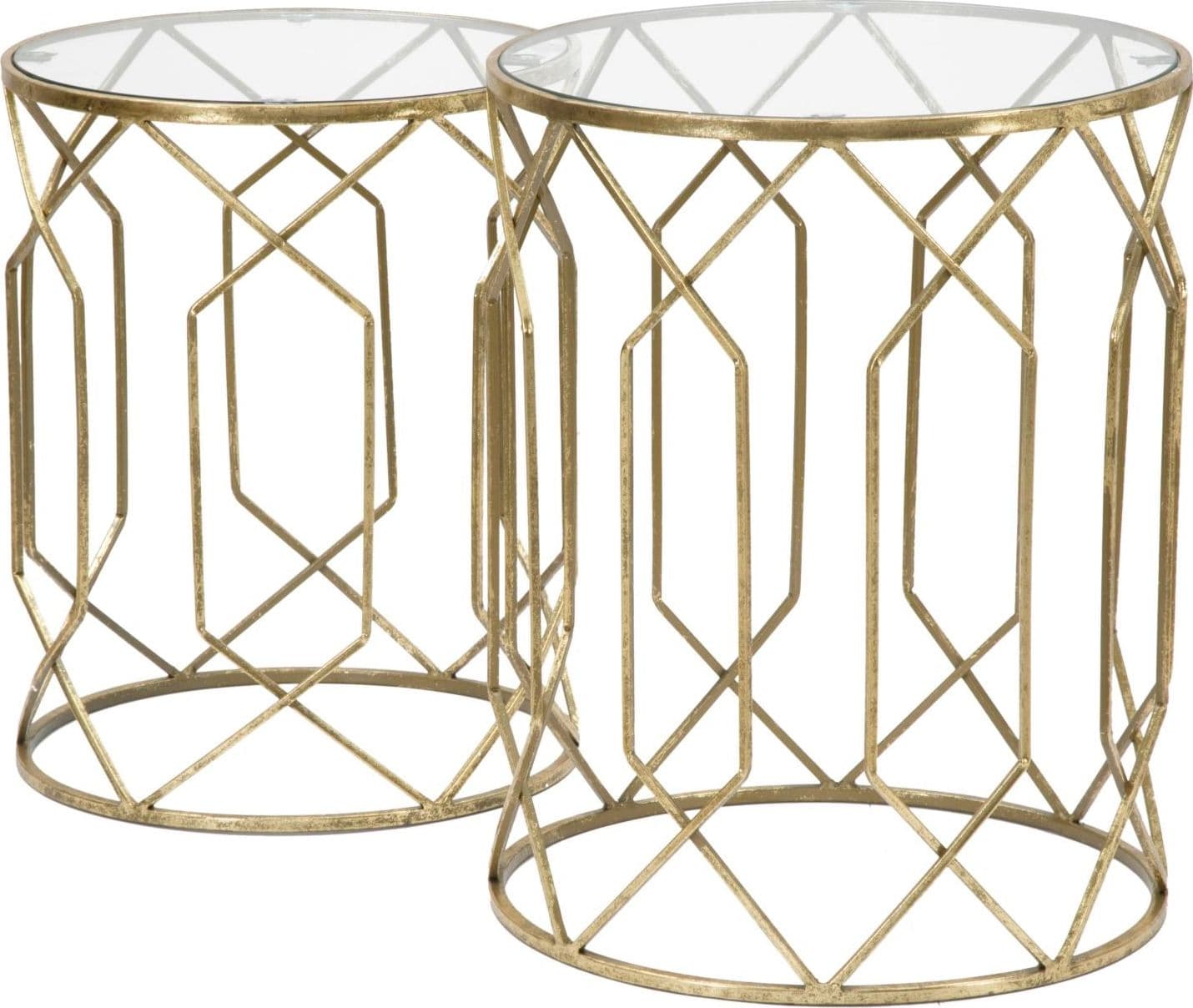 Tavolinetti "Tunisi" rotondi struttura in ferro color oro per interni set da 2 in Console e tavoli da divano Decor Space - Altamura, commercioVirtuoso.it