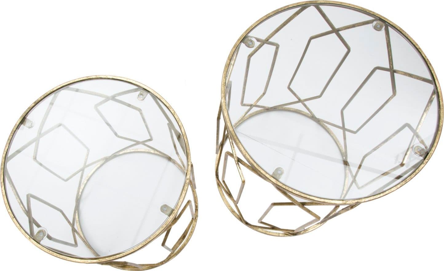 Tavolinetti "Tunisi" rotondi struttura in ferro color oro per interni set da 2 in Console e tavoli da divano Decor Space - Altamura, commercioVirtuoso.it