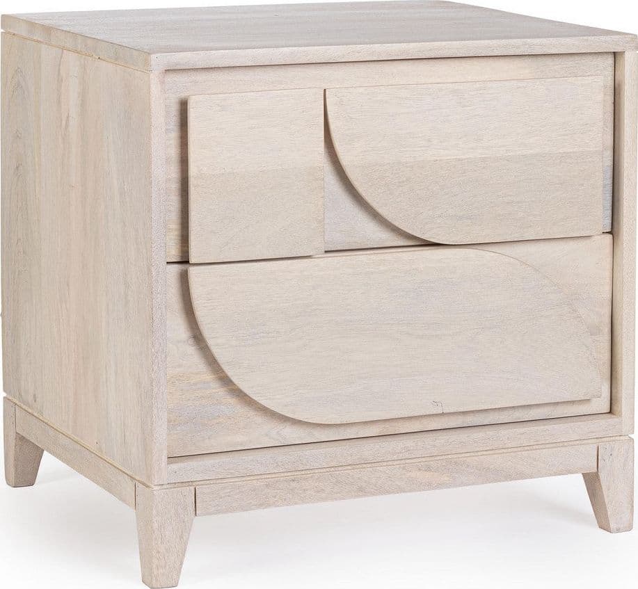 Comodino "Archita" per camera, Struttura In Legno Di Mango, Schienale E Fondo Cassetto In Mdf in Comodini Decor Space - Altamura, commercioVirtuoso.it