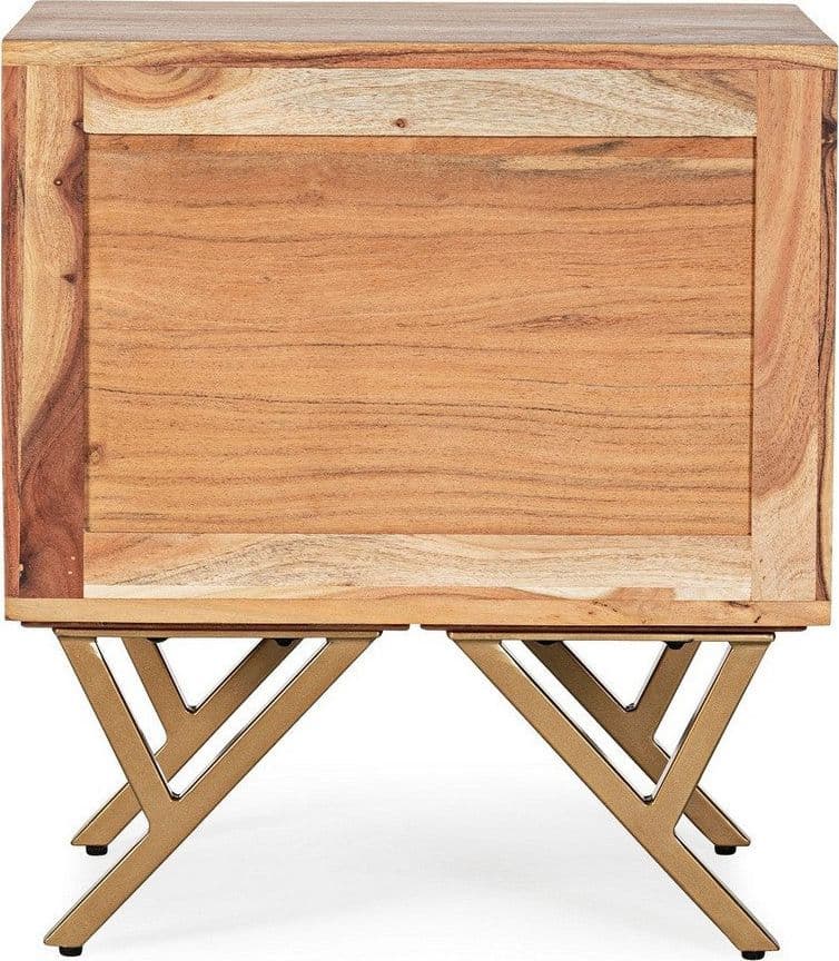 Comodino "Raida" in Legno di Acacia struttura in acciaio h 55 cm in Comodini Decor Space - Altamura, commercioVirtuoso.it