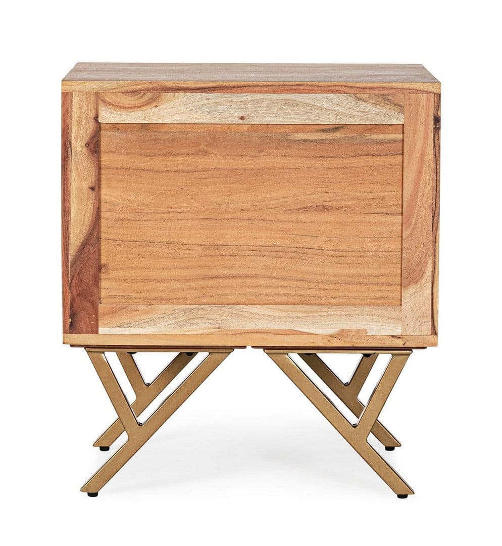 Comodino "Raida" in Legno di Acacia struttura in acciaio h 55 cm in Comodini Decor Space - Altamura, commercioVirtuoso.it