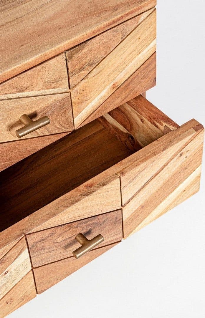 Comodino "Raida" in Legno di Acacia struttura in acciaio h 55 cm in Comodini Decor Space - Altamura, commercioVirtuoso.it