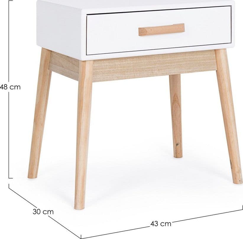 Comodino "Ordinary" per camera, Gambe In Legno Di Pino, Pannelli In Mdf, Cassetti In Legno Di Paulonia - 10