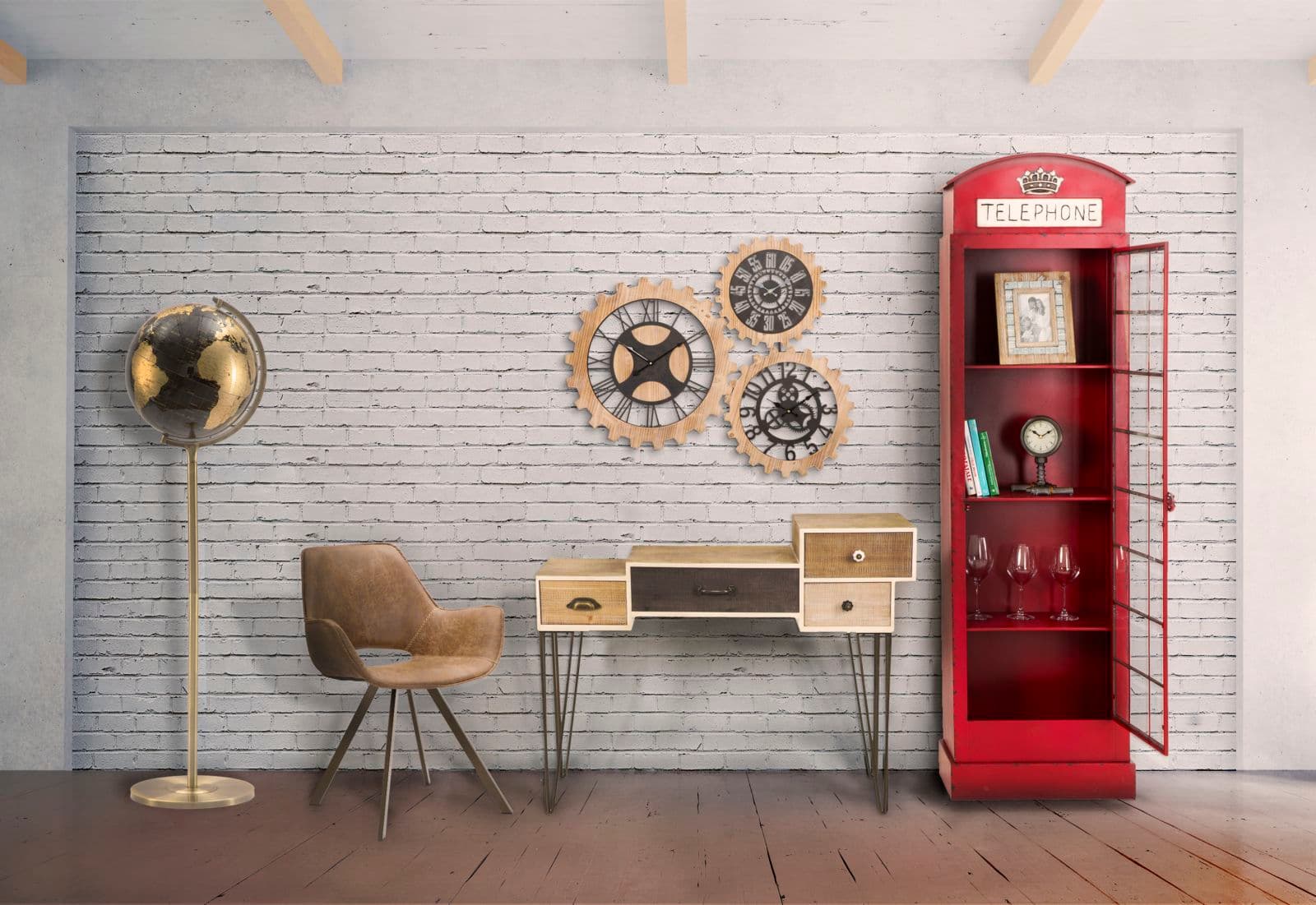 Libreria cabina telefonica Inglese rossa in ferro per decorazioni ambienti in Librerie Decor Space - Altamura, commercioVirtuoso.it