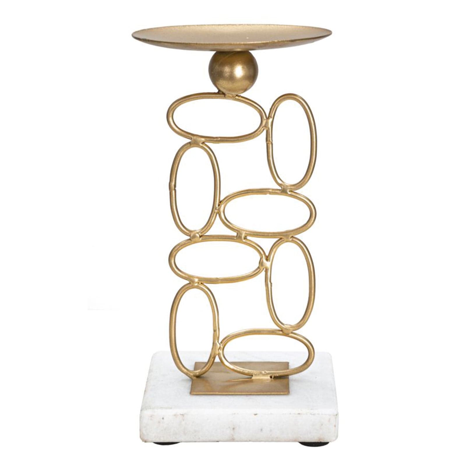 Porta candela "Bubbles" struttura in metallo color oro e marmo per interni in Vassoi da toletta Decor Space - Altamura, commercioVirtuoso.it