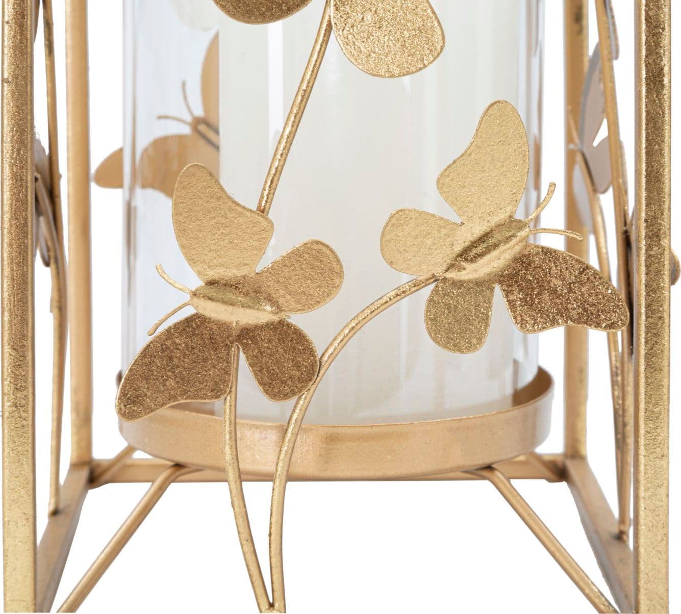 Porta candela struttura in metallo color oro con farfalle per interni in Portalumini Decor Space - Altamura, commercioVirtuoso.it