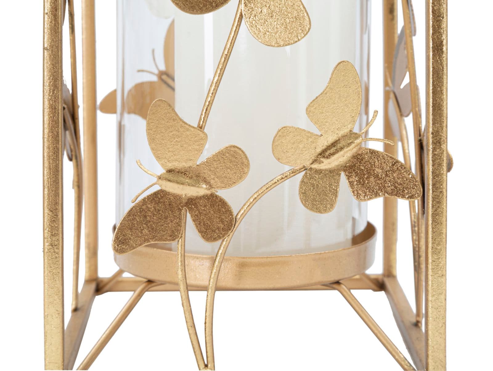 Porta candela struttura in metallo color oro con farfalle per interni in Portalumini Decor Space - Altamura, commercioVirtuoso.it