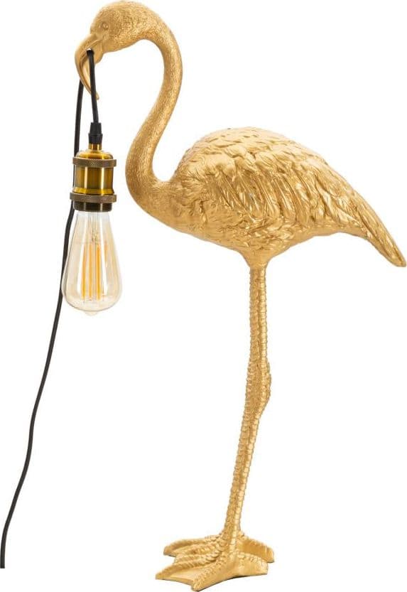 Lampada da tavolo "Fenicottero" struttura in poliresina color oro per interni in Lampade da tavolo e abat-jour Decor Space - Altamura, commercioVirtuoso.it