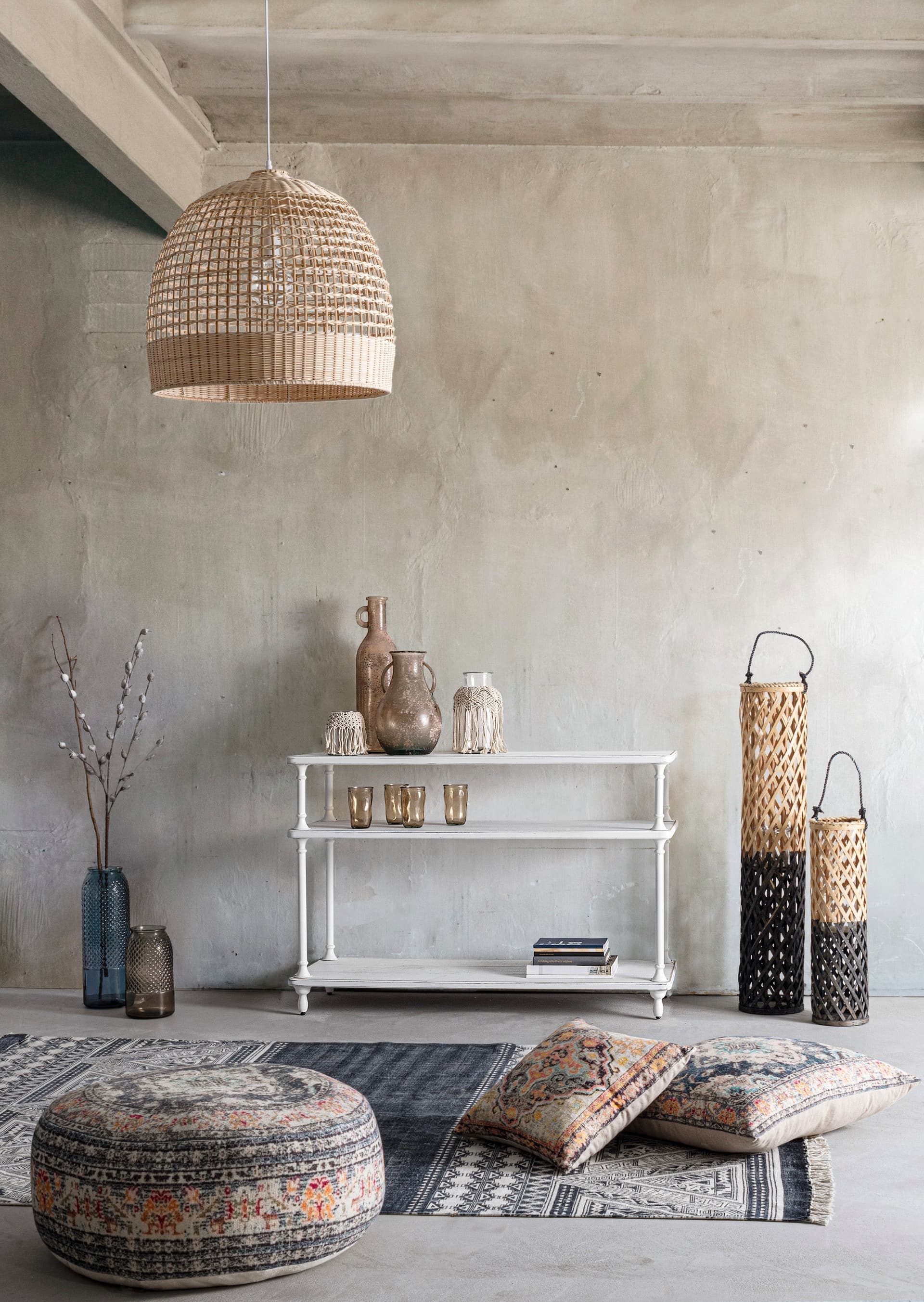 Lampadario "Siwa" in acciaio e rattan d 53 cm in Lampade a sospensione Decor Space - Altamura, commercioVirtuoso.it