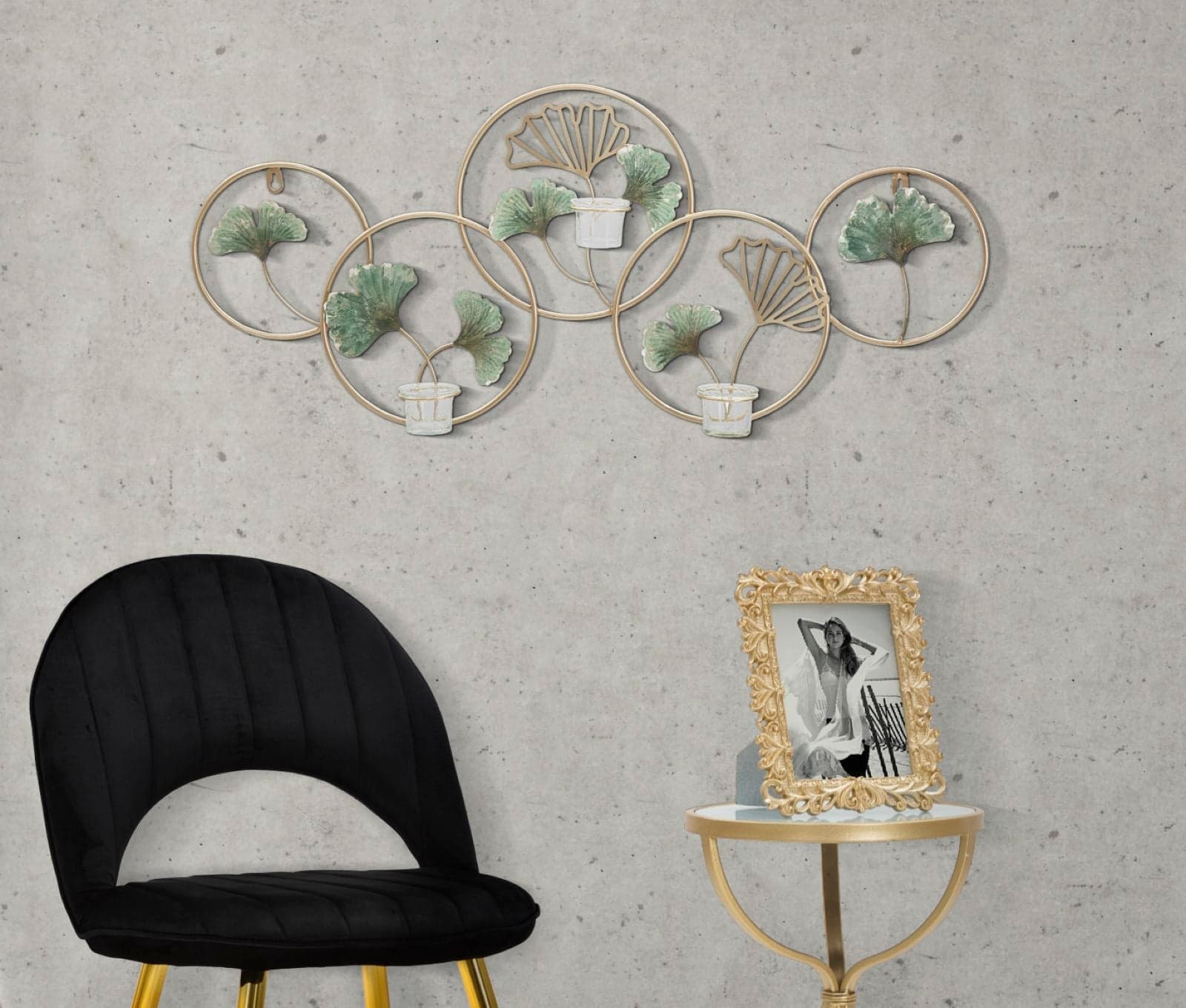 Porta candela decorativo da muro struttura in metallo e vetro per interni in Portacandele a parete Decor Space - Altamura, commercioVirtuoso.it