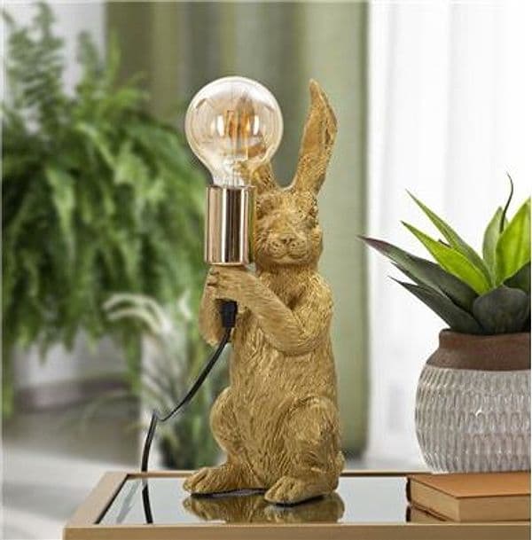 Lampada da tavolo "Coniglio" struttura in poliresina color oro per interni - 5