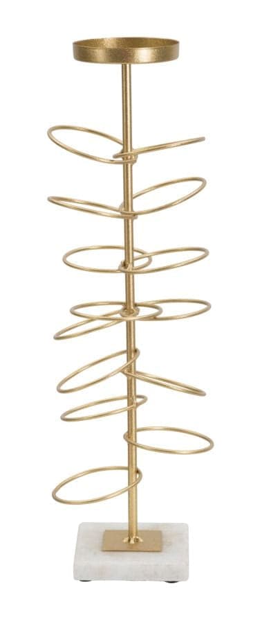 Porta candela con anelli struttura in metallo color oro e marmo per interni in Candelieri Decor Space - Altamura, commercioVirtuoso.it