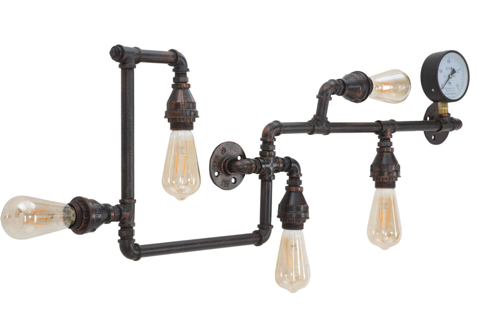 Lampada da muro "Manhattan" in metallo con 5 luci per interni in Applique Decor Space - Altamura, commercioVirtuoso.it