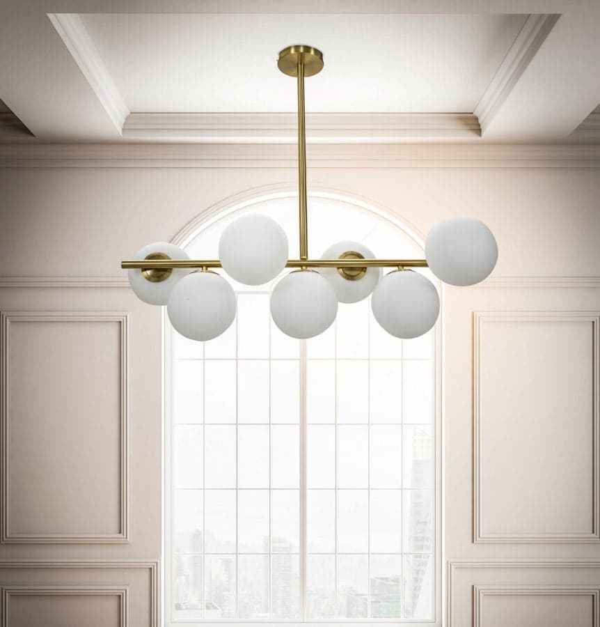 Lampadario "Glamy" struttura in metallo color oro e vetro per interni - 6