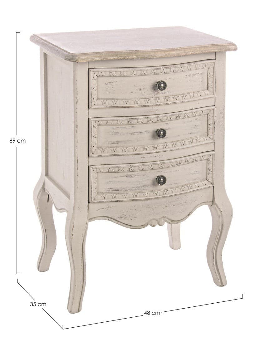 Comodino "Clarisse" per camera, Struttura In Legno Paulownia Con Piano Impiallacciato in Comodini Decor Space - Altamura, commercioVirtuoso.it