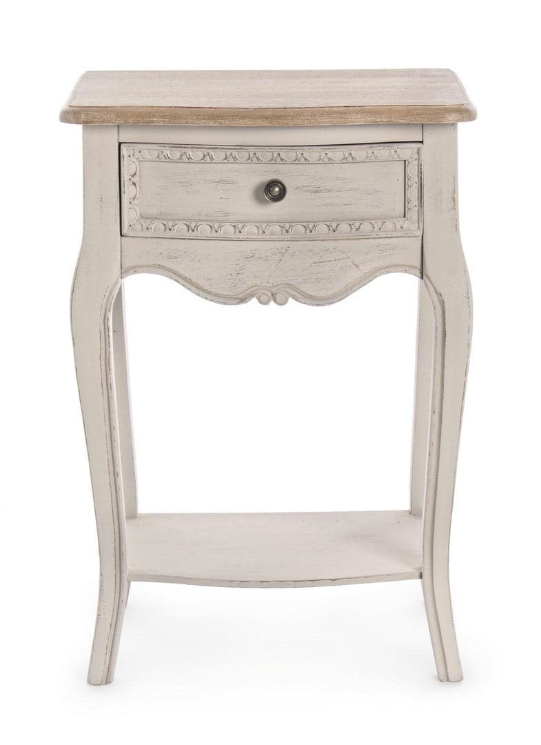 Comodino "Clarisse" per camera, Struttura In Legno Paulownia Con Piano Impiallacciato in Comodini Decor Space - Altamura, commercioVirtuoso.it